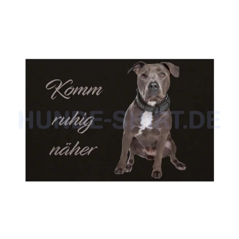 Fußmatte "American Staffordshire Terrier - Komm ruhig näher" Weiß – hunde-shirt.de