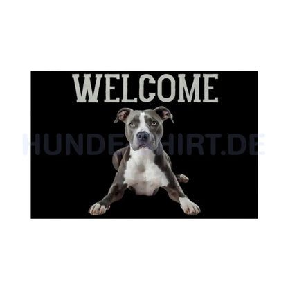 Fußmatte "American Staffordshire Terrier - Welcome" Weiß – hunde-shirt.de