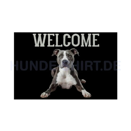 Fußmatte "American Staffordshire Terrier - Welcome" Weiß – hunde-shirt.de