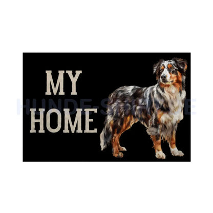 Fußmatte "Australian Shepherd - My Home 3" Weiß – hunde-shirt.de