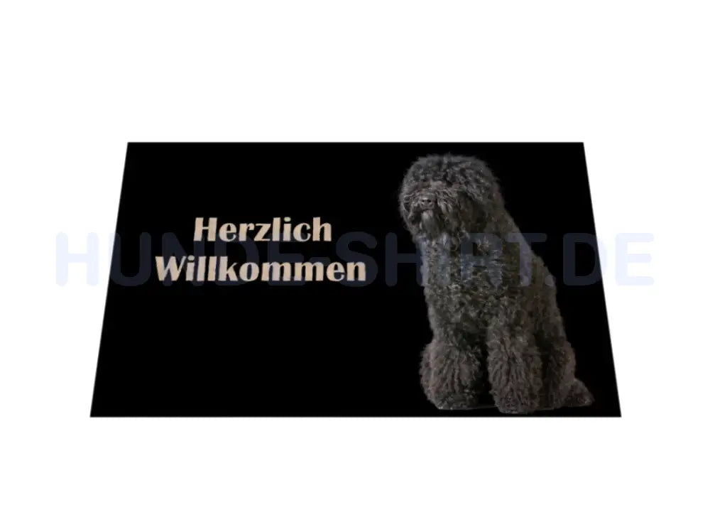 Fußmatte "Barbet schwarz - Herzlich Willkommen" – hunde-shirt.de