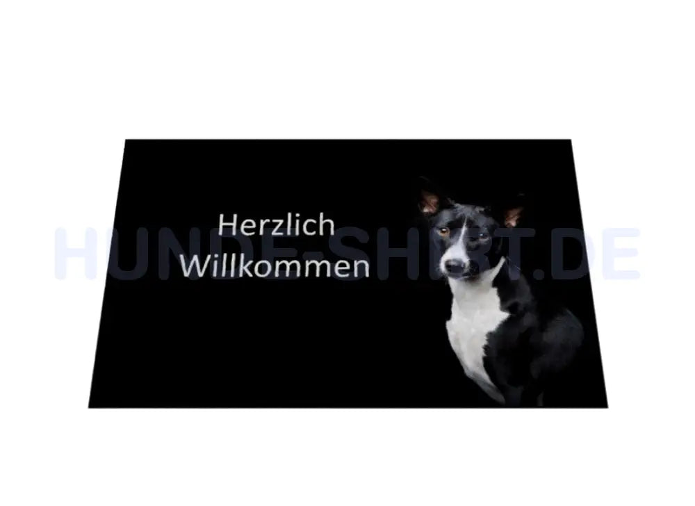 Fußmatte "Basenji schwarz - Herzlich Willkommen" – hunde-shirt.de