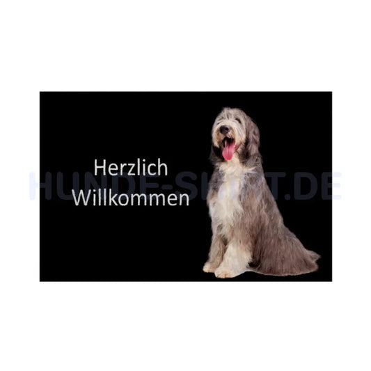 Fußmatte "Bearded Collie - Herzlich Willkommen" Weiß – hunde-shirt.de