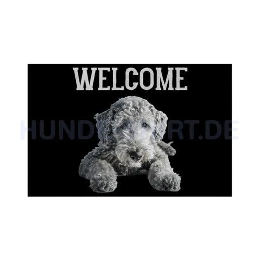 Fußmatte "Bedlington Terrier - Welcome" Weiß – hunde-shirt.de