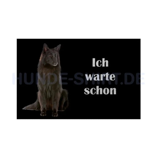 Fußmatte "Belgischer Schäferhund / Groenendael - Ich warte schon" Weiß – hunde-shirt.de