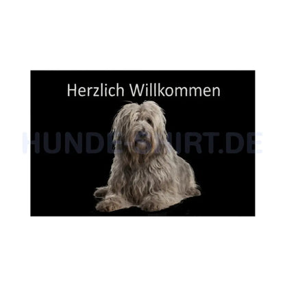 Fußmatte "Bergamasco - Herzlich Willkommen" Weiß – hunde-shirt.de