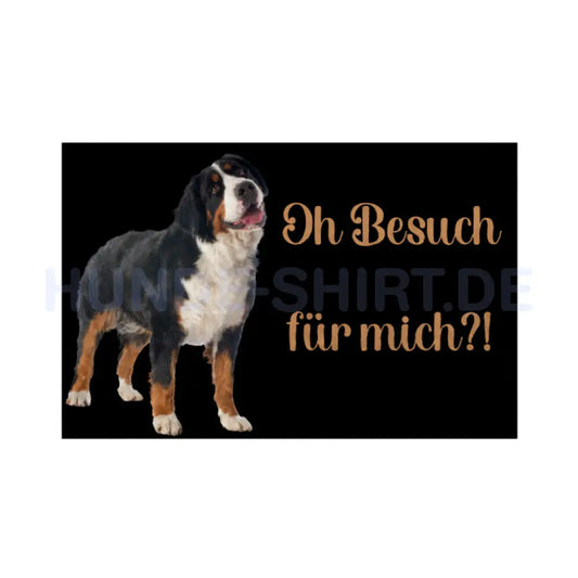 Fußmatte "Berner Sennenhund - Oh Besuch"" Weiß – hunde-shirt.de