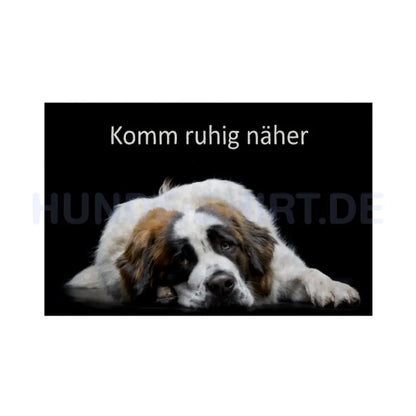 Fußmatte "Bernhardiner - komm ruhig näher" Weiß – hunde-shirt.de