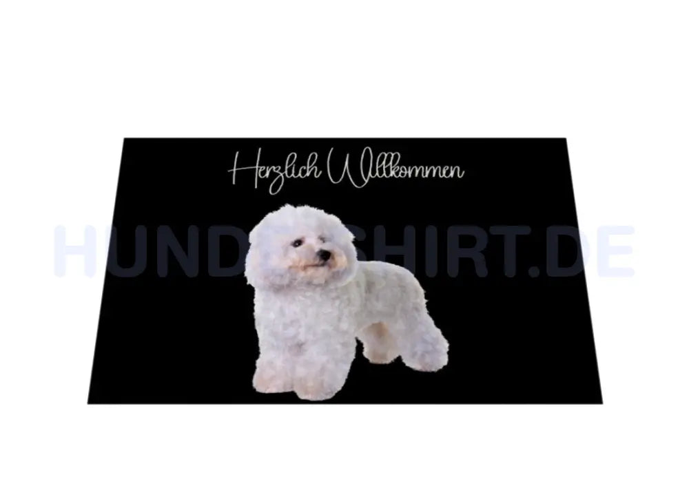 Fußmatte "Bichon Frisé - Herzlich Willkommen weiß" – hunde-shirt.de