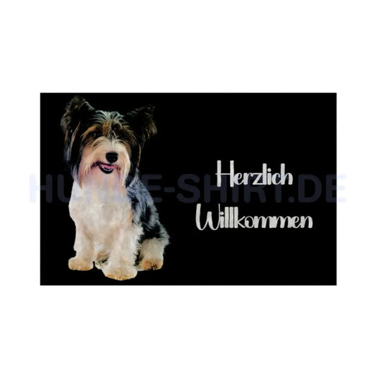 Fußmatte "Biewer Terrier - Herzlich Willkommen 2" Weiß – hunde-shirt.de