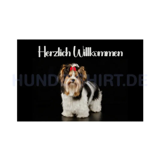 Fußmatte "Biewer Terrier - Herzlich Willkommen" Weiß – hunde-shirt.de