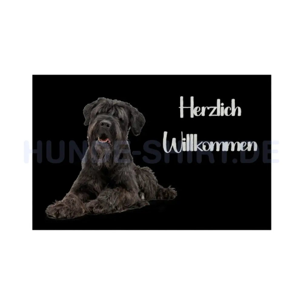 Fußmatte "Black Russian Terrier - Herzlich Willkommen" Weiß – hunde-shirt.de