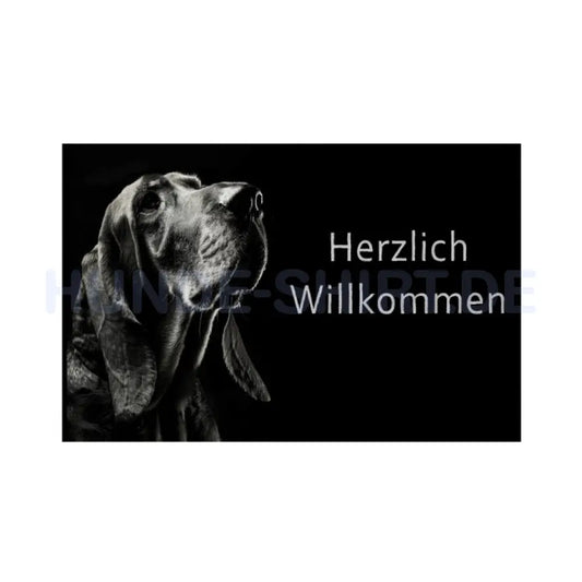 Fußmatte "Bloodhound - Herzlich Willkommen" Weiß – hunde-shirt.de