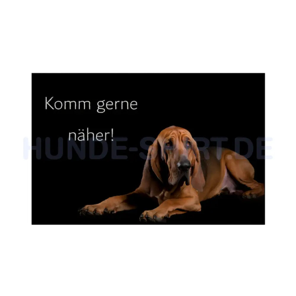 Fußmatte "Bloodhound - Komm gerne näher!" Weiß – hunde-shirt.de