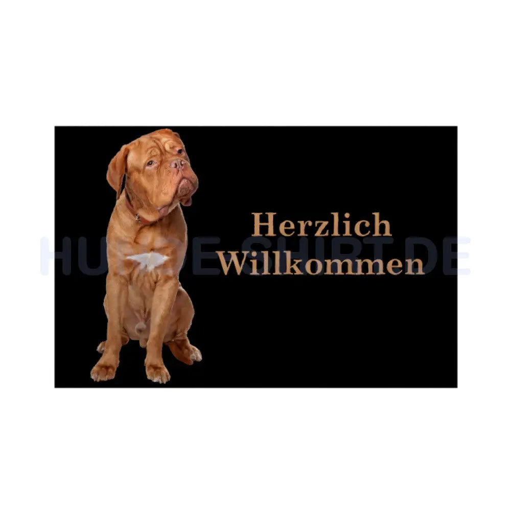 Fußmatte "Bordeauxdogge - Herzlich Willkommen" Weiß – hunde-shirt.de