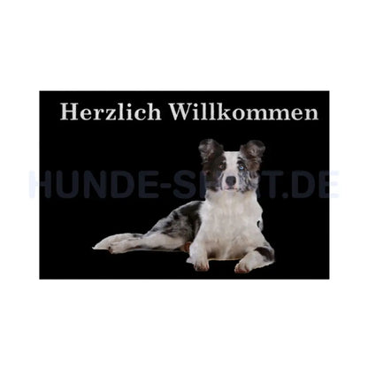 Fußmatte "Border Collie - Herzlich Willkommen" Weiß – hunde-shirt.de