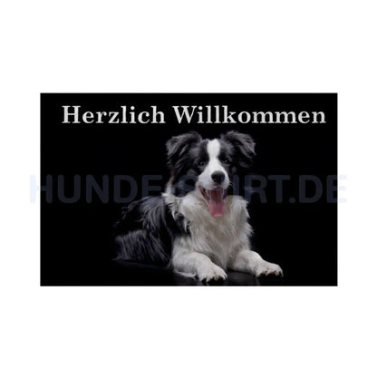 Fußmatte "Border Collie s/w - Herzlich Willkommen" Weiß – hunde-shirt.de