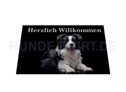 Fußmatte "Border Collie s/w - Herzlich Willkommen" – hunde-shirt.de