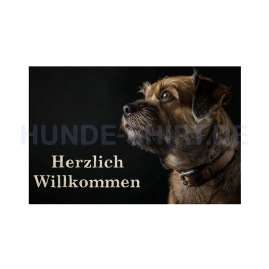 Fußmatte "Brüsseler Griffon - Herzlich Willkommen" Weiß – hunde-shirt.de