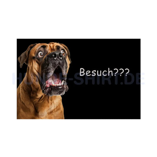 Fußmatte "Bullmastiff - Besuch???" Weiß – hunde-shirt.de