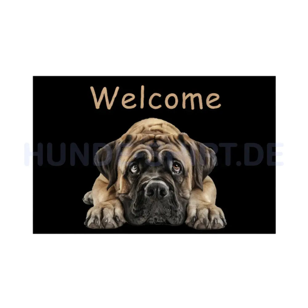 Fußmatte "Bullmastiff - Welcome" Weiß – hunde-shirt.de