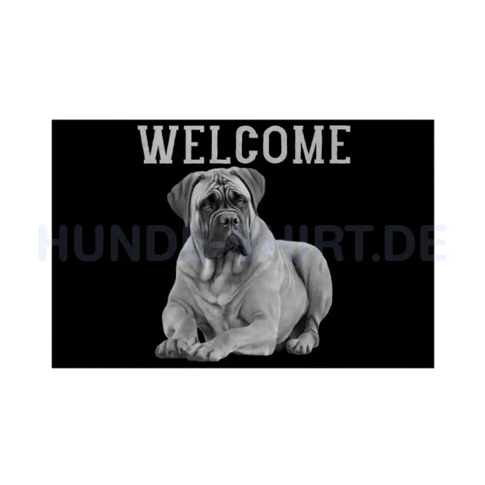 Fußmatte "Bullmastiff - WELCOME II" Weiß – hunde-shirt.de