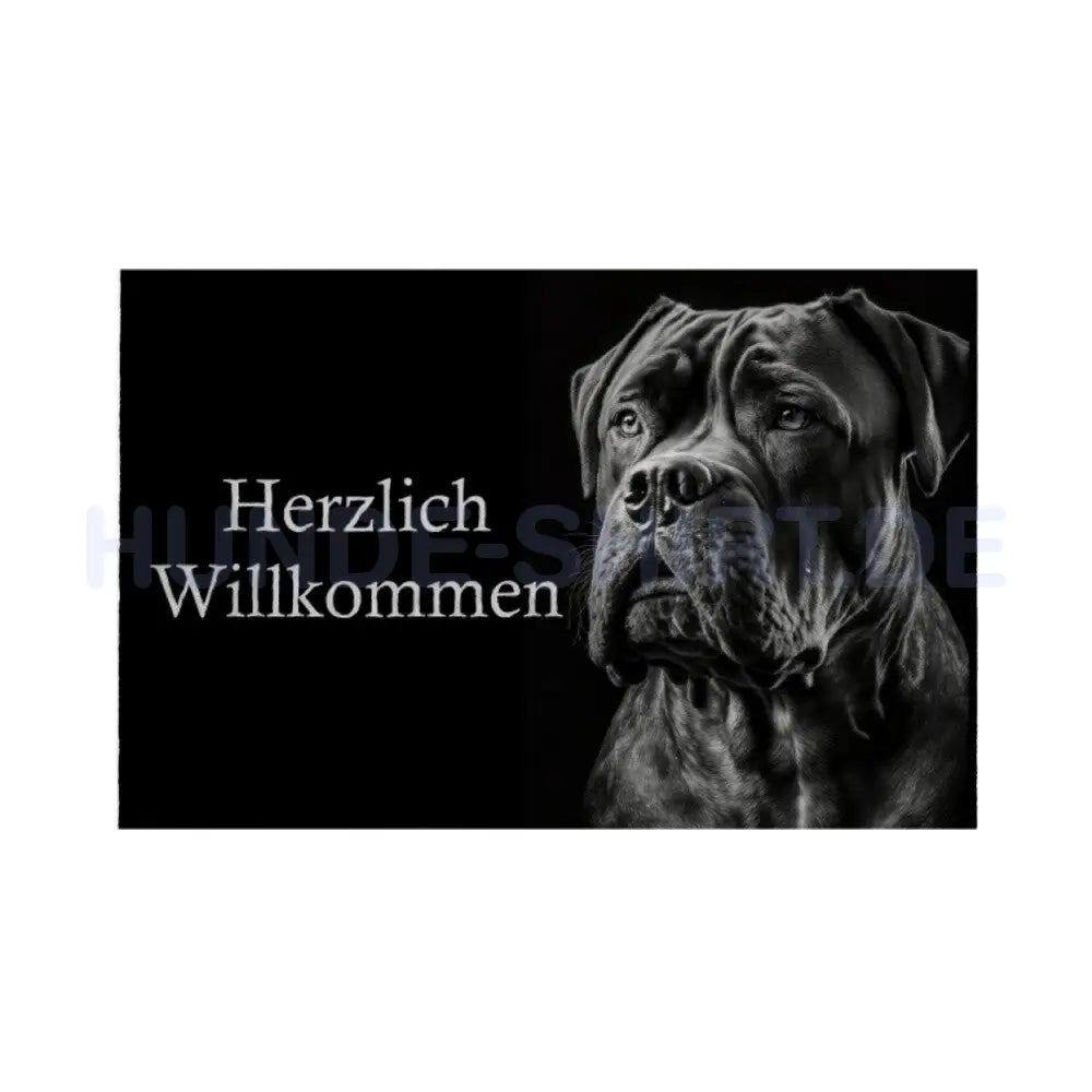 Fußmatte "Cane Corso - Herzlich Willkommen" Weiß – hunde-shirt.de