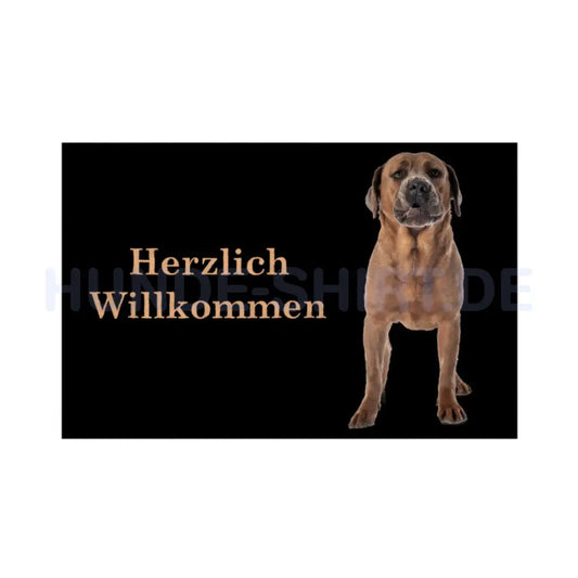 Fußmatte "Cane Corso - Herzlich Willkommen hell" Weiß – hunde-shirt.de