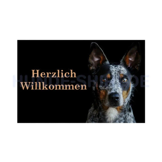 Fußmatte "Cattle Dog - Herzlich Willkommen" Weiß – hunde-shirt.de