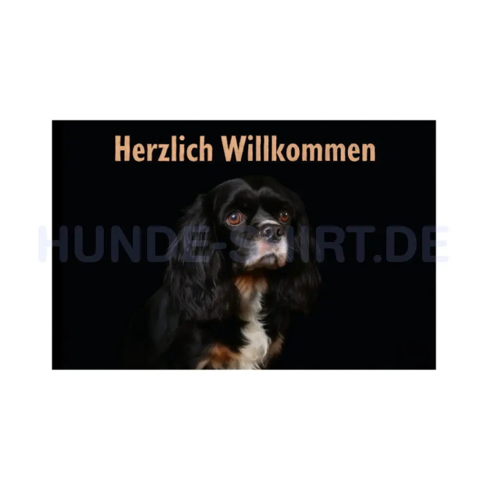 Fußmatte "Cavalier King Charles - Herzlich Willkommen" Weiß – hunde-shirt.de