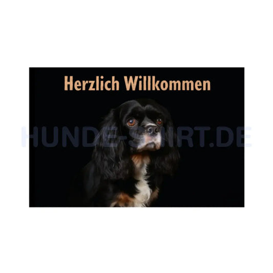 Fußmatte "Cavalier King Charles - Herzlich Willkommen" Weiß – hunde-shirt.de