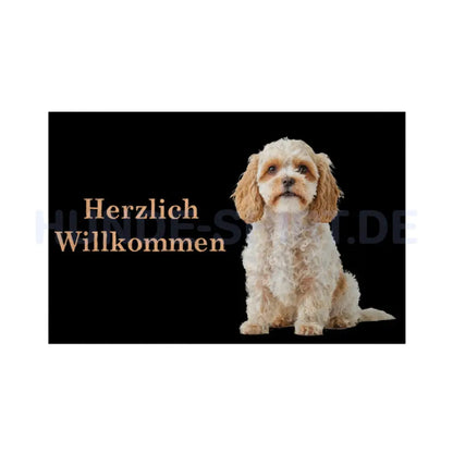 Fußmatte "Cavapoo - Herzlich Willkommen" Weiß – hunde-shirt.de