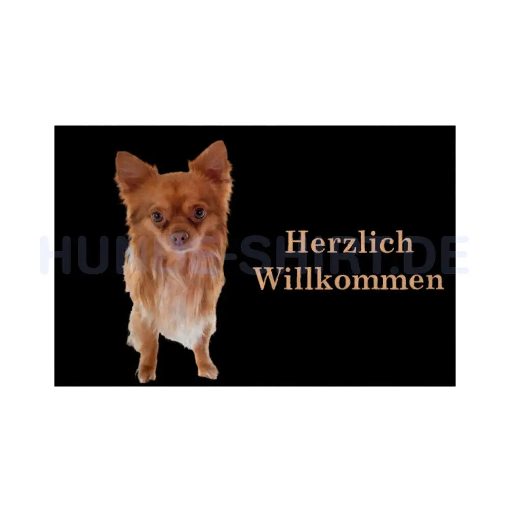 Fußmatte "Chihuahua - Herzlich Willkommen 2" Weiß – hunde-shirt.de