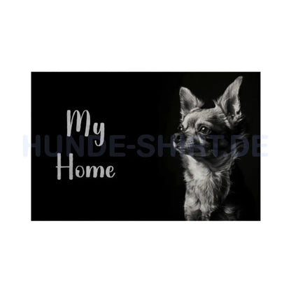 Fußmatte "Chihuahua ( Langhaar ) - My Home" Weiß – hunde-shirt.de