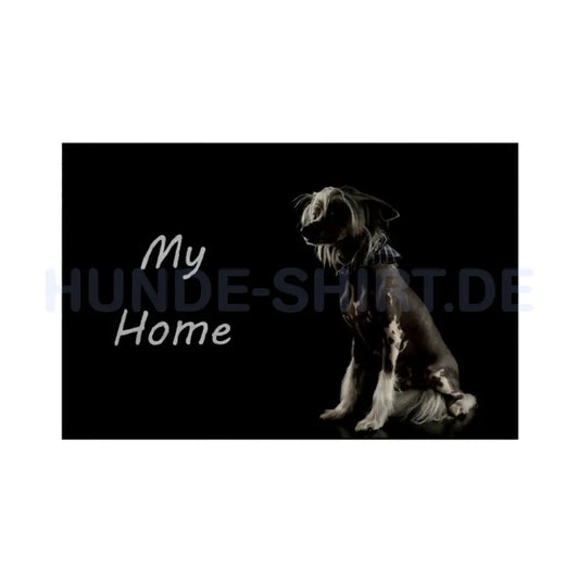 Fußmatte "Chinese Crested Dog - My Home" Weiß – hunde-shirt.de