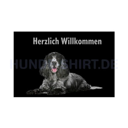 Fußmatte "Cocker schwarz weiß - Herzlich Willkommen" Weiß – hunde-shirt.de