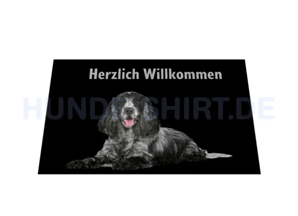 Fußmatte "Cocker schwarz weiß - Herzlich Willkommen" – hunde-shirt.de