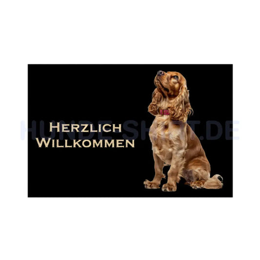 Fußmatte "Cocker Spaniel - Herzlich Willkommen" Weiß – hunde-shirt.de