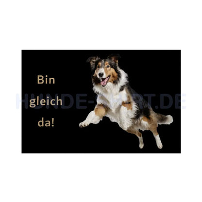 Fußmatte "Collie - Bin gleich da!" Weiß – hunde-shirt.de