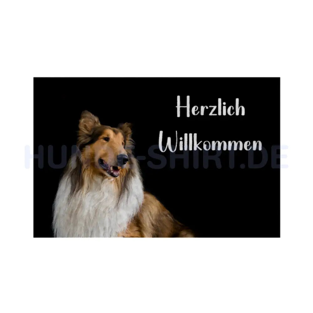 Fußmatte "Collie - Herzlich Willkommen" Weiß – hunde-shirt.de