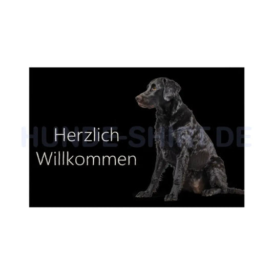 Fußmatte "Curly Coated Retriever sitzend" Weiß – hunde-shirt.de