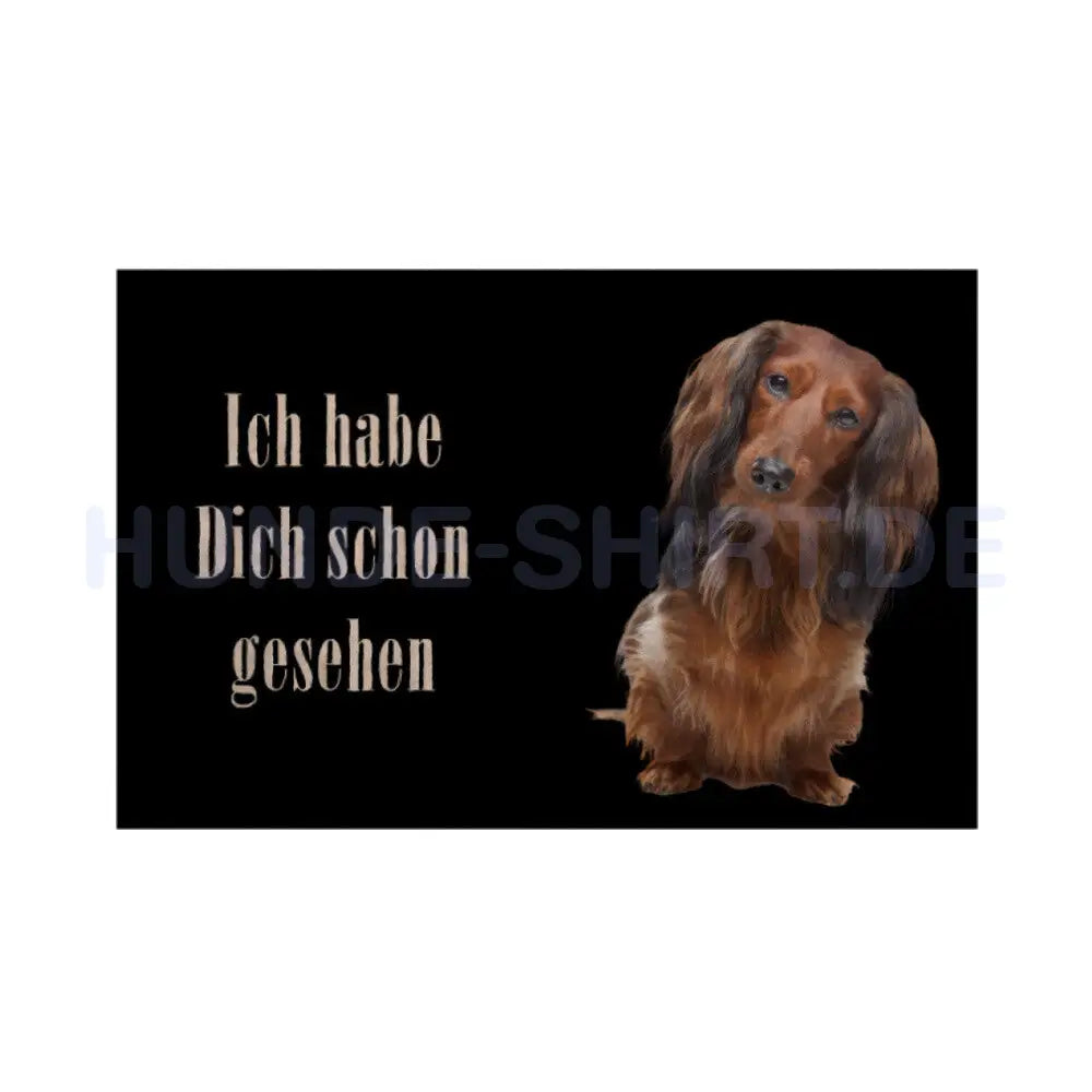 Fußmatte "Dackel Langhaar - Ich habe Dich schon gesehen" Weiß – hunde-shirt.de