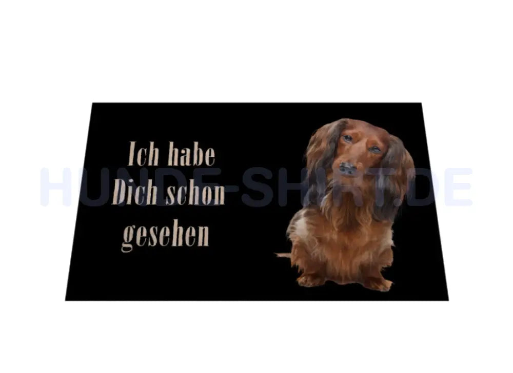 Fußmatte "Dackel Langhaar - Ich habe Dich schon gesehen" – hunde-shirt.de