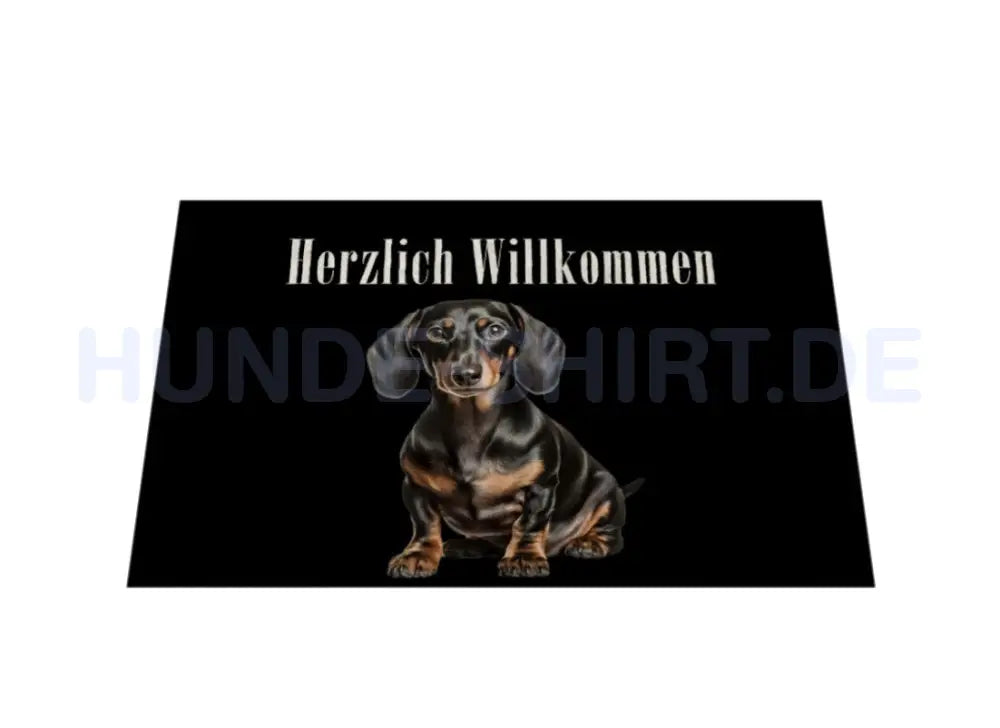 Fußmatte "Dackel schwarz- Herzlich Willkommen" – hunde-shirt.de