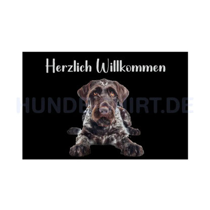 Fußmatte "Deutsch Drahthaar - Herzlich Willkommen" Weiß – hunde-shirt.de