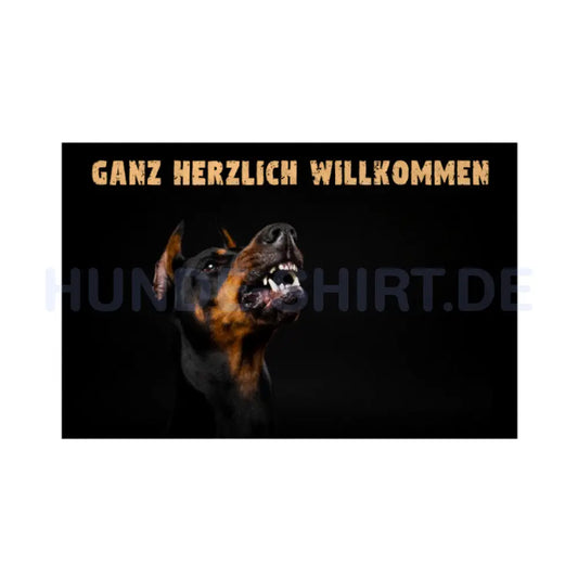 Fußmatte "Dobermann - Ganz Herzlich Willkommen" Weiß – hunde-shirt.de