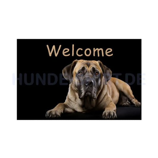 Fußmatte "English Mastiff - Welcome" Weiß – hunde-shirt.de