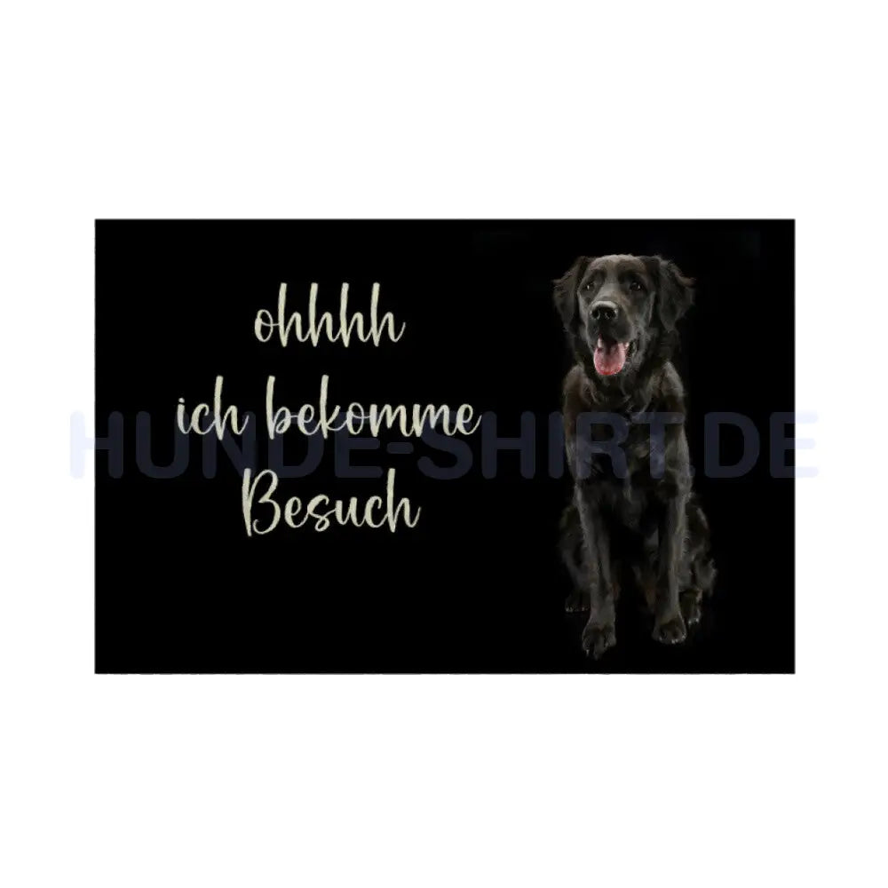 Fußmatte "Flat Coated Retriever Besuch" Weiß – hunde-shirt.de