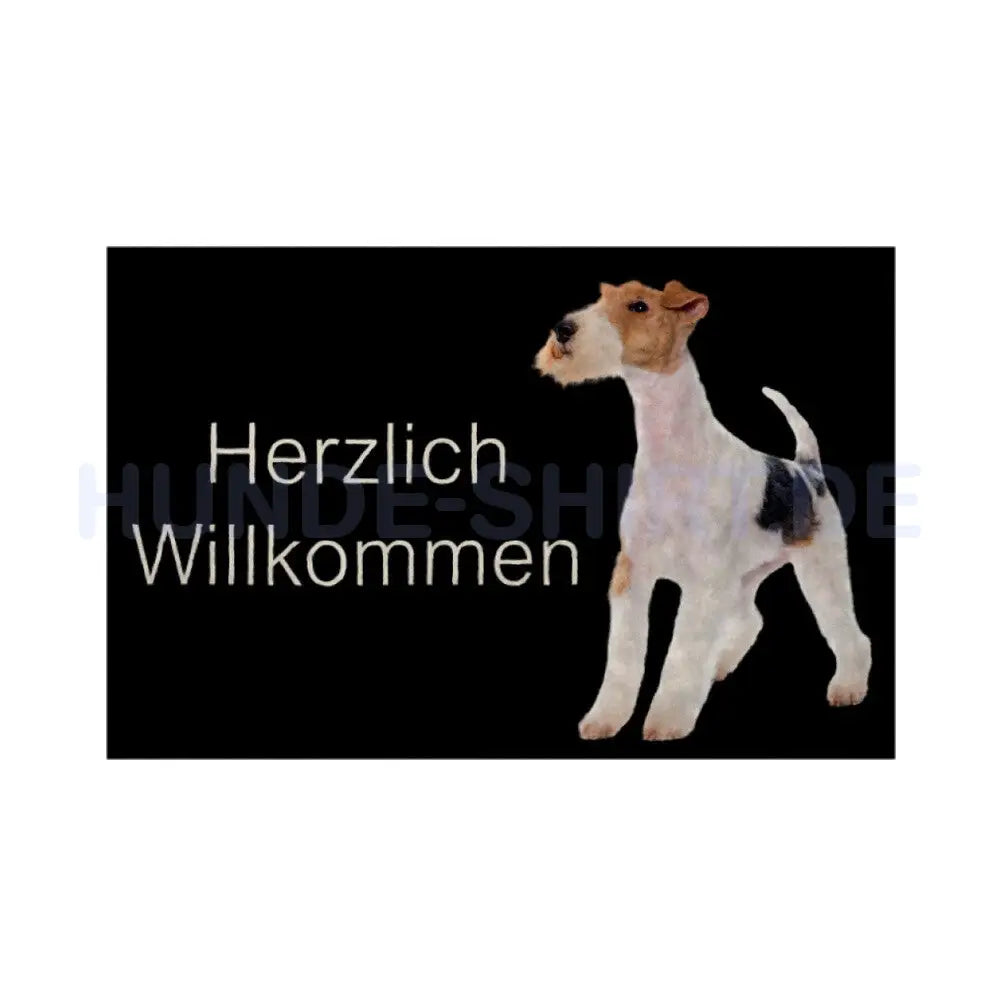 Fußmatte "Fox Terrier - Herzlich Willkommen" Weiß – hunde-shirt.de