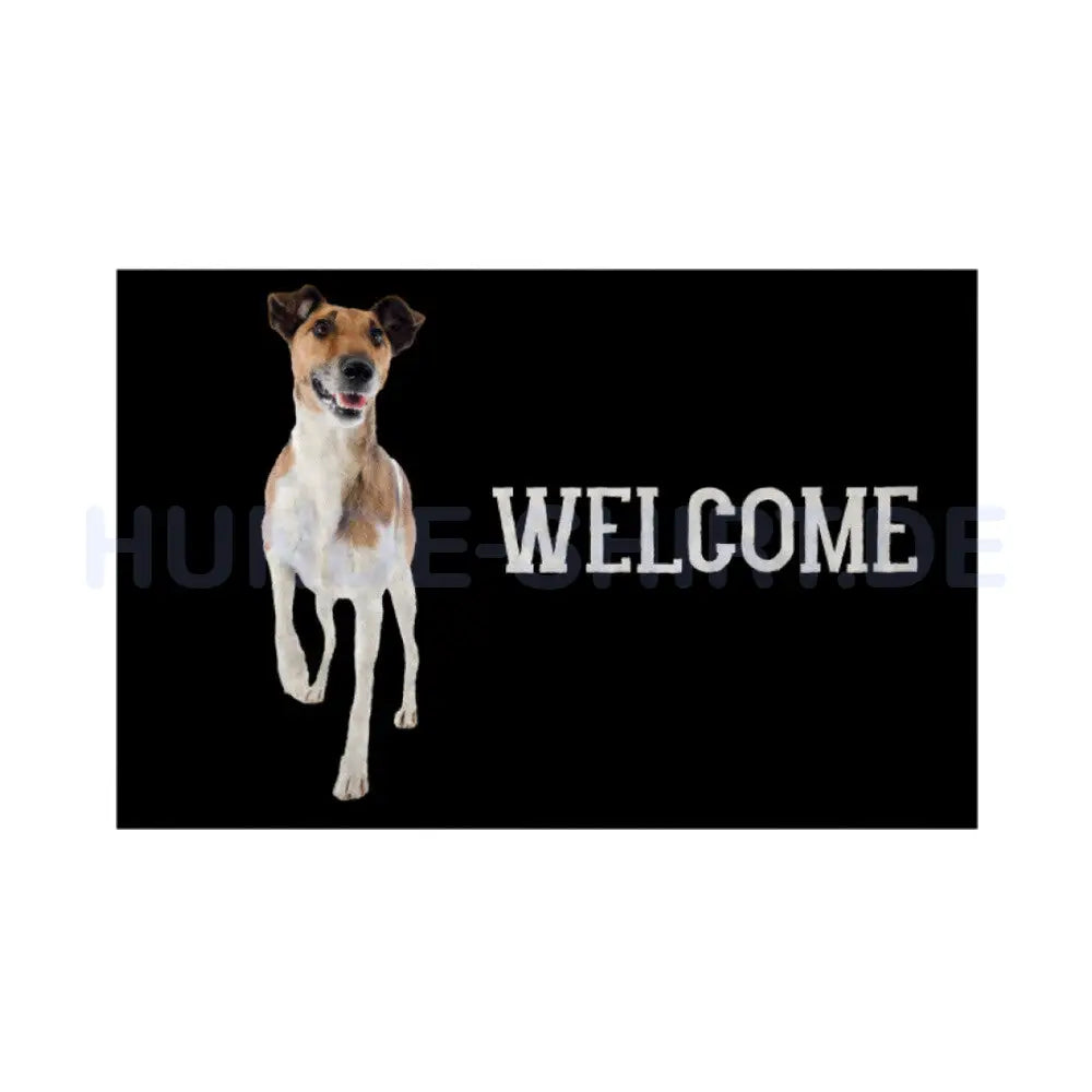 Fußmatte "Foxterrier ( Glatthaar ) -WELCOME" Weiß – hunde-shirt.de